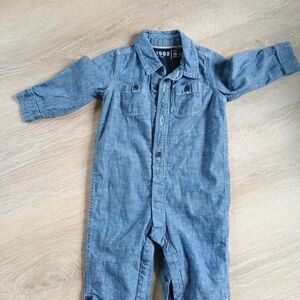 Baby GAP 1969 Jumpsuit Lightweight Chambray w/Jersey Lining Cotton Blue